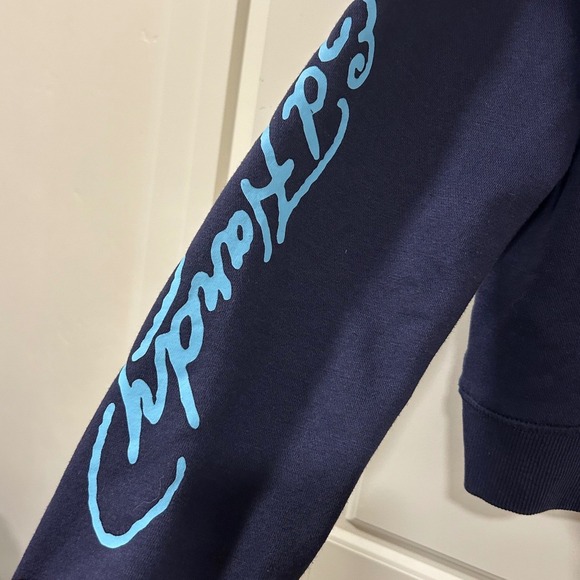 Ed Hardy Navy Blue Cropped Sweatshirt Koi Fish Tattoo Graphic Y2K Womens Medium - Picture 6 of 7